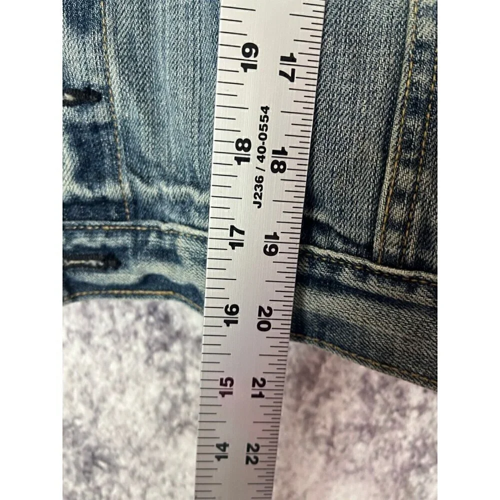 OLD NAVY Jacket Womens M Blue Denim Jean Cropped‎ Trucker Wash Y2K Retro 80s 90s
